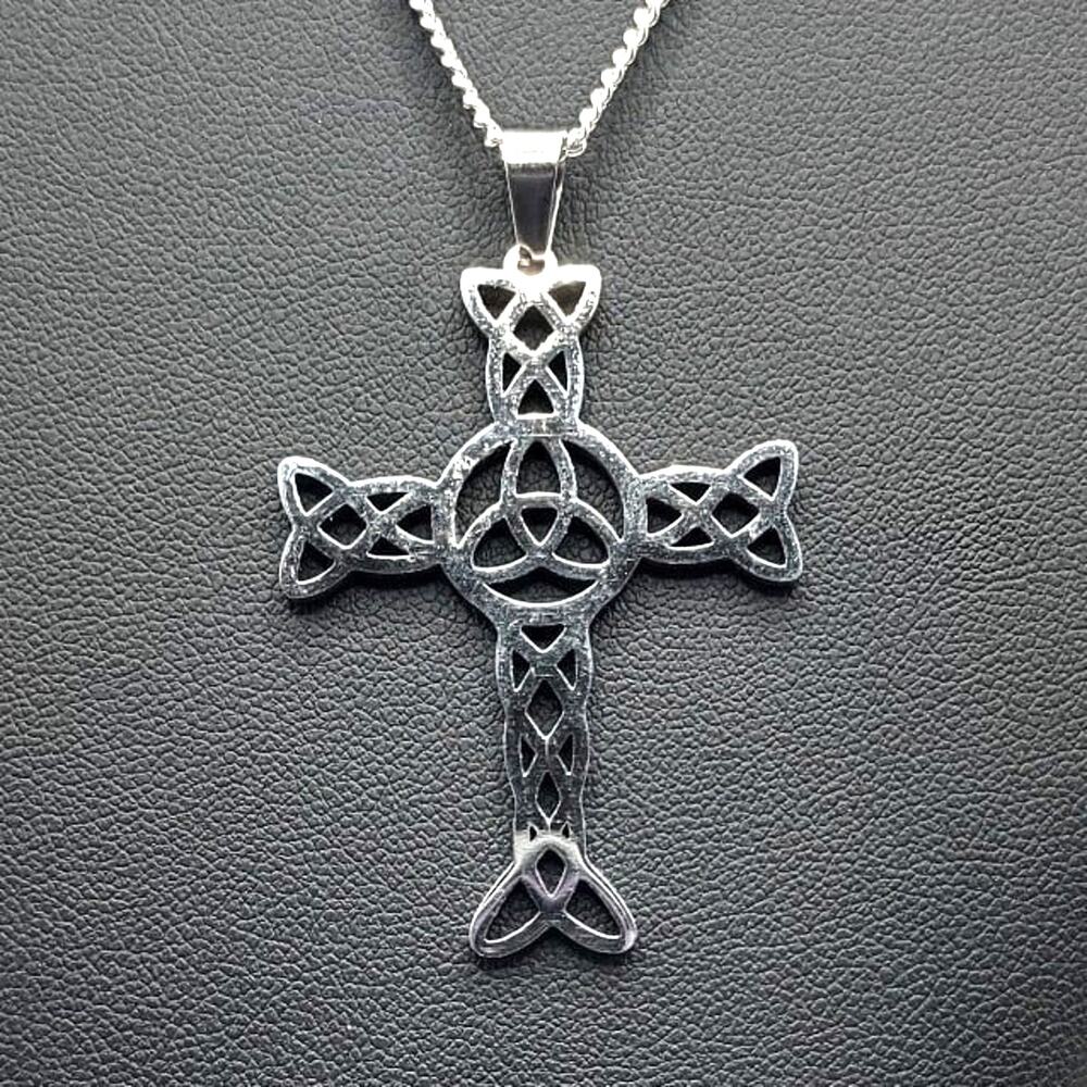 925 Sterling Silver Necklace Celtic Cross Trinity Knot Valentines Birthd…